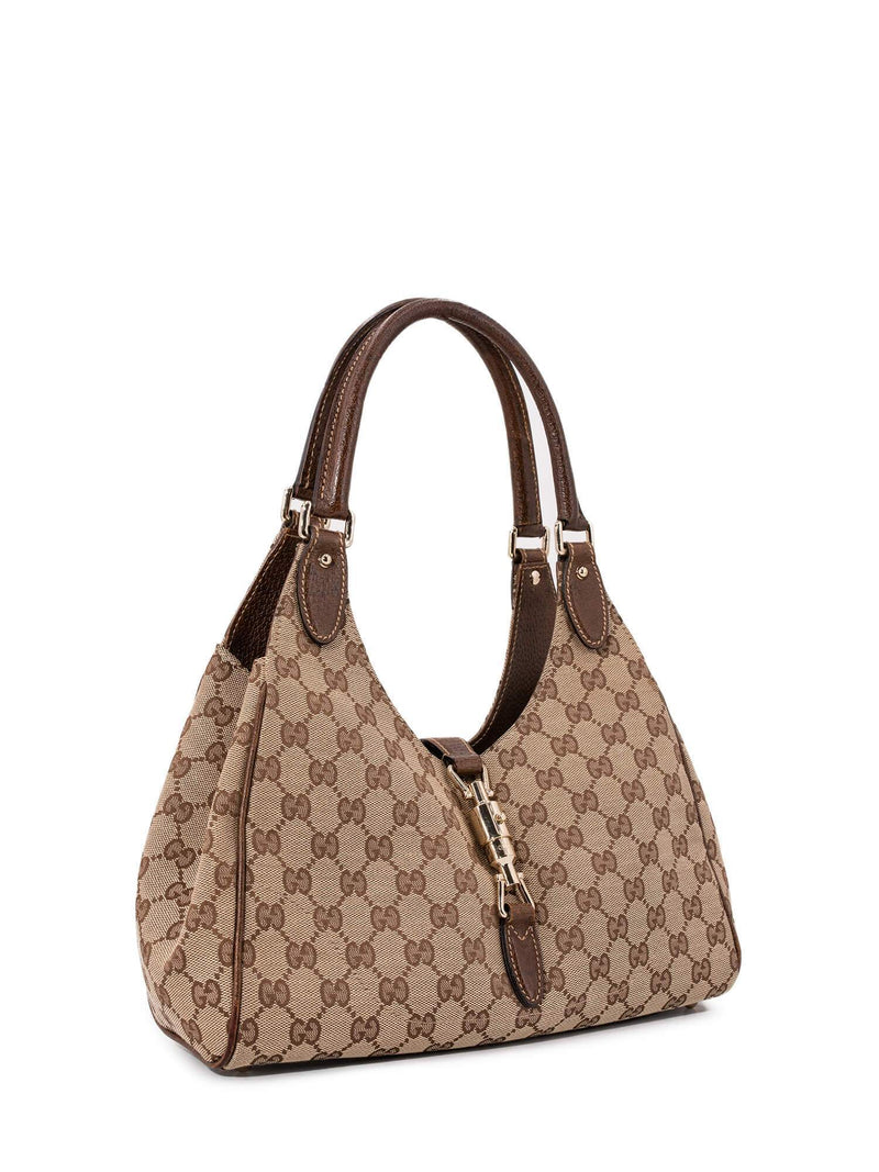 Gucci GG Supreme Monogram Jackie O Hobo Bag Brown-designer resale