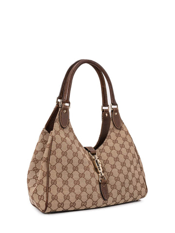 Gucci GG Supreme Monogram Jackie O Hobo Bag Brown-designer resale