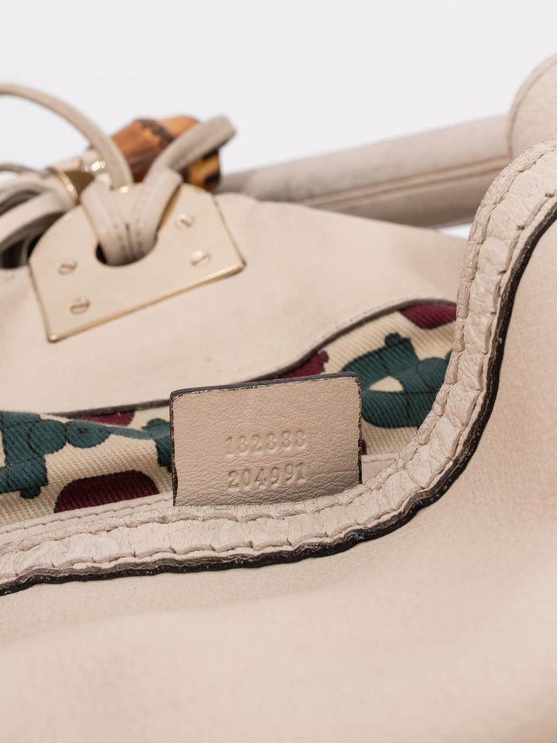 Gucci GG Supreme Monogram Leather Indy Hobo Bag Ivory-designer resale