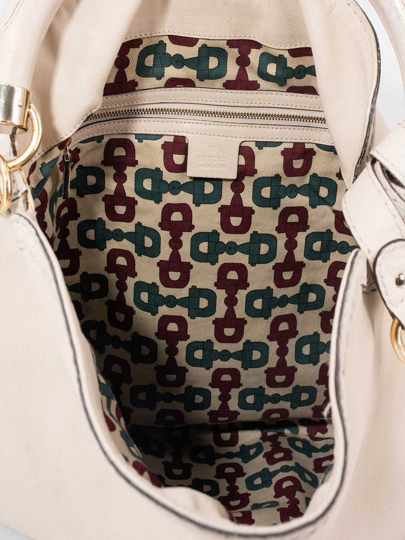 Gucci GG Supreme Monogram Leather Indy Hobo Bag Ivory-designer resale
