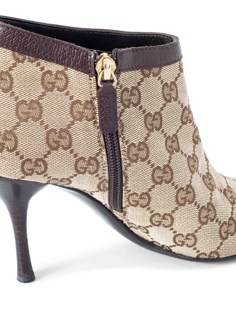 Gucci GG Supreme Monogram Short Pointy Boots Brown-designer resale