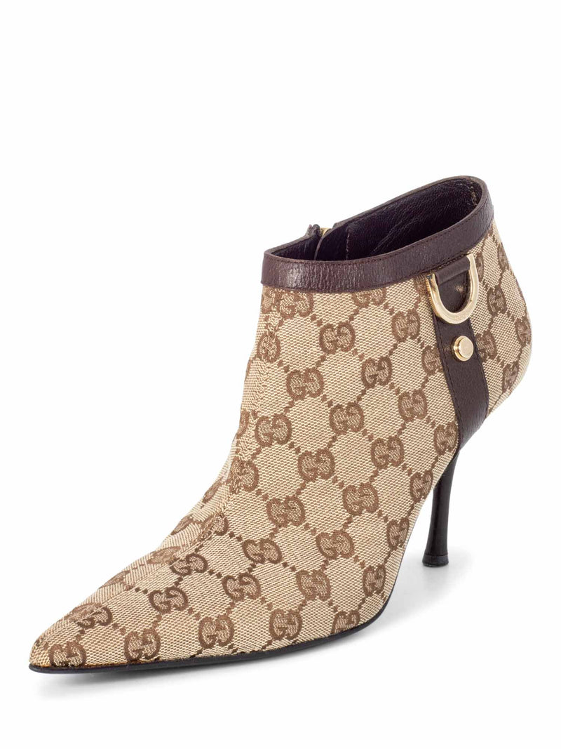 Gucci GG Supreme Monogram Short Pointy Boots Brown-designer resale