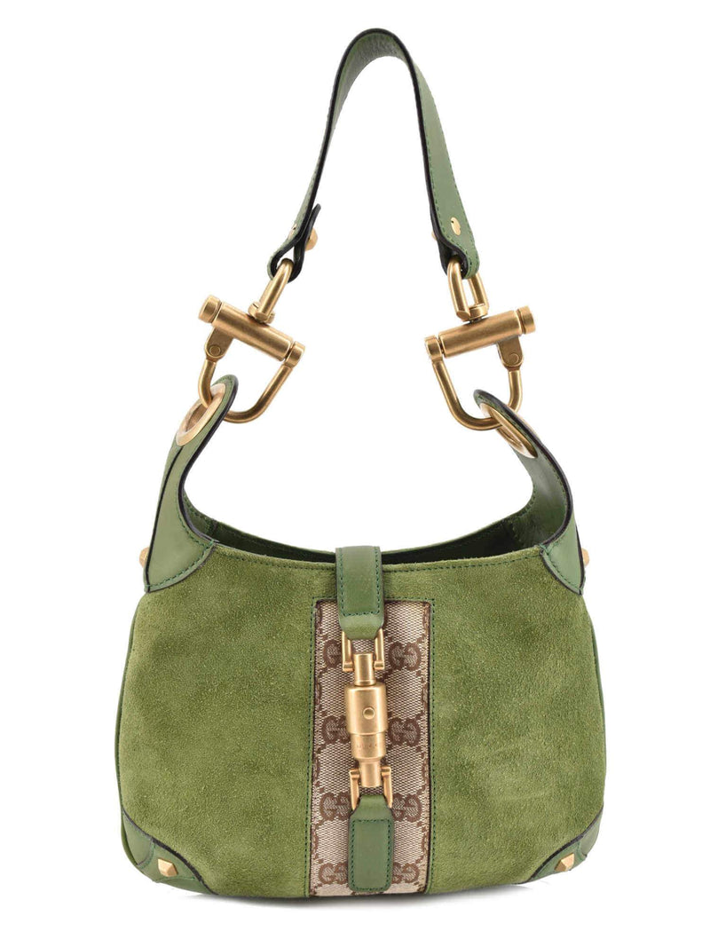 Gucci GG Supreme Monogram Small Hobo Bag Green-designer resale