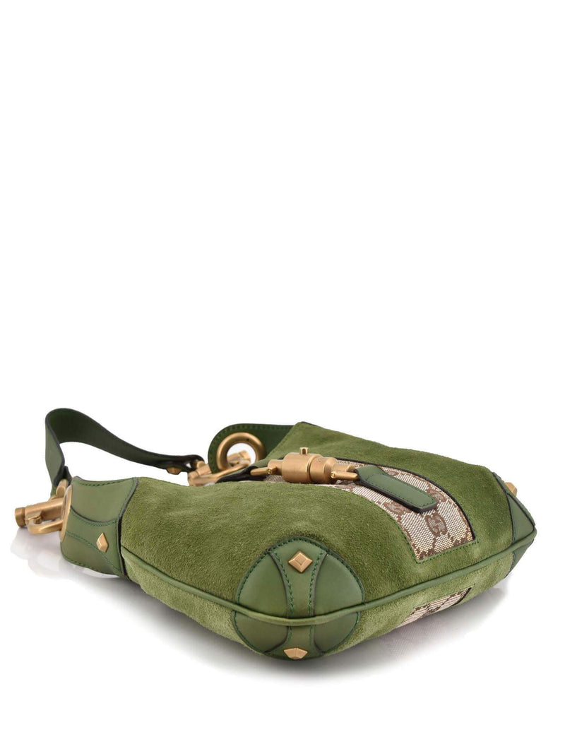 Gucci GG Supreme Monogram Small Hobo Bag Green-designer resale
