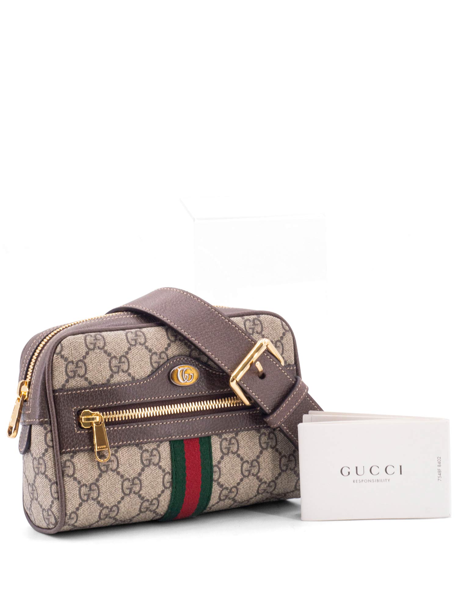 Gucci GG Supreme Ophidia Web Belt Bag Brown-designer resale