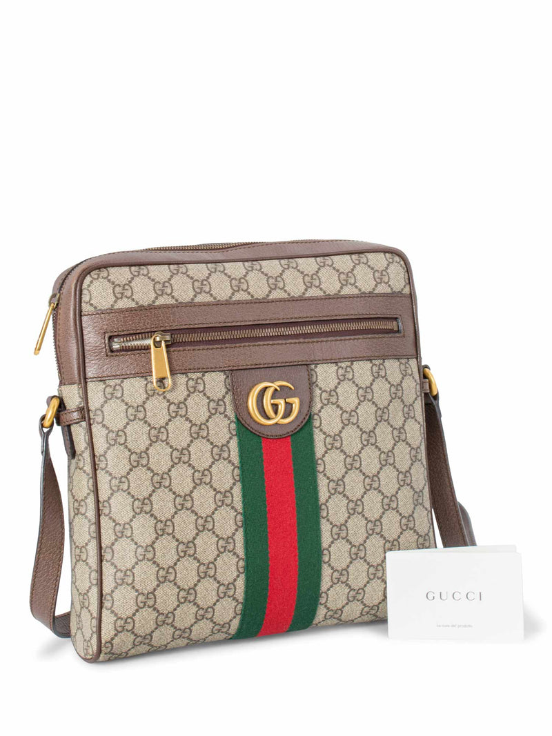 Gucci GG Supreme Ophidia Web Large Messenger Bag Brown