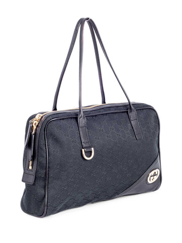 Gucci GG Supreme Shoulder Bag Black-designer resale