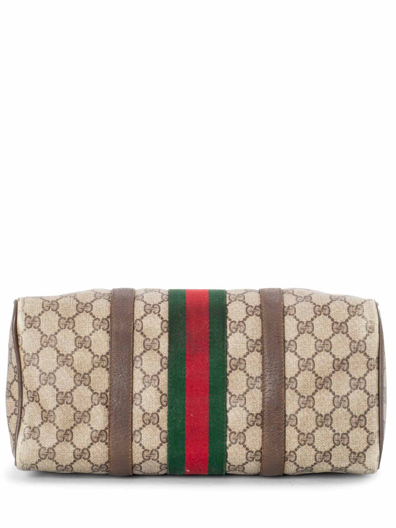Gucci GG Supreme Web Boston Bag Brown Gucci GG Supreme Web Boston Bag Brown
