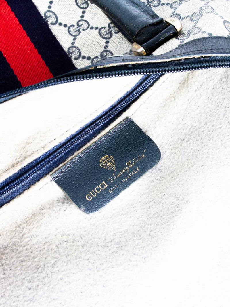 Gucci GG Supreme Web Stripe Boston Bag Blue-designer resale