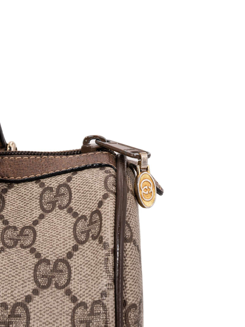 Gucci GG Supreme Web Stripe Boston Bag Brown-designer resale