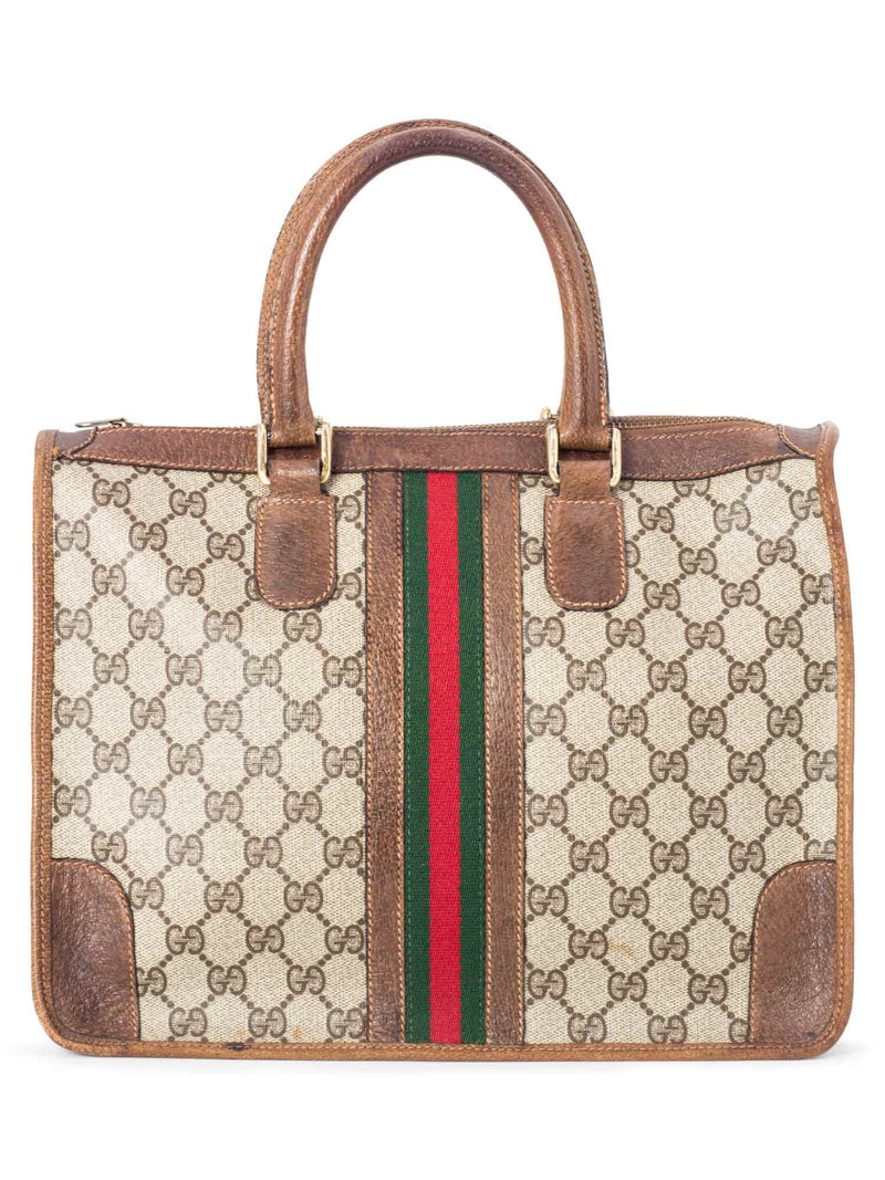 Gucci GG Supreme Web Tote Bag Brown-designer resale