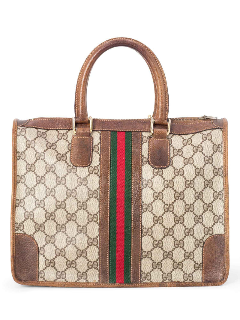 Gucci GG Supreme Web Tote Bag Brown-designer resale