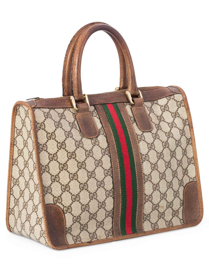 Gucci GG Supreme Web Tote Bag Brown-designer resale
