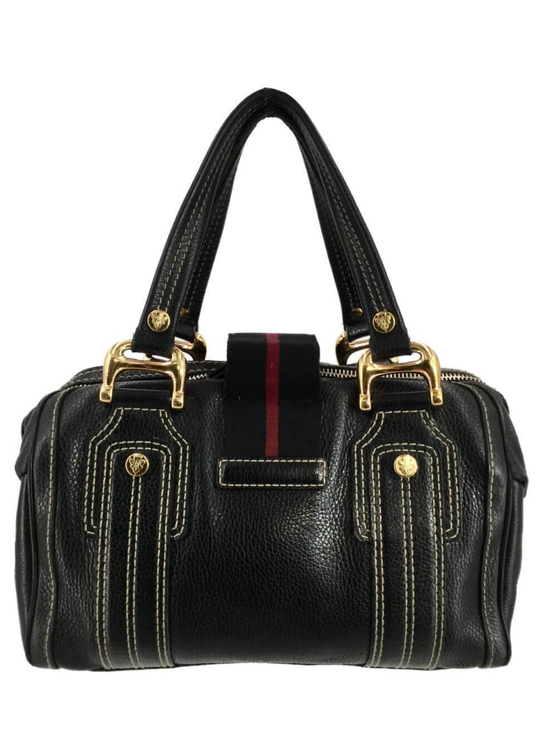 Gucci Leather Aviatrix Medium Boston Bag Black-designer resale