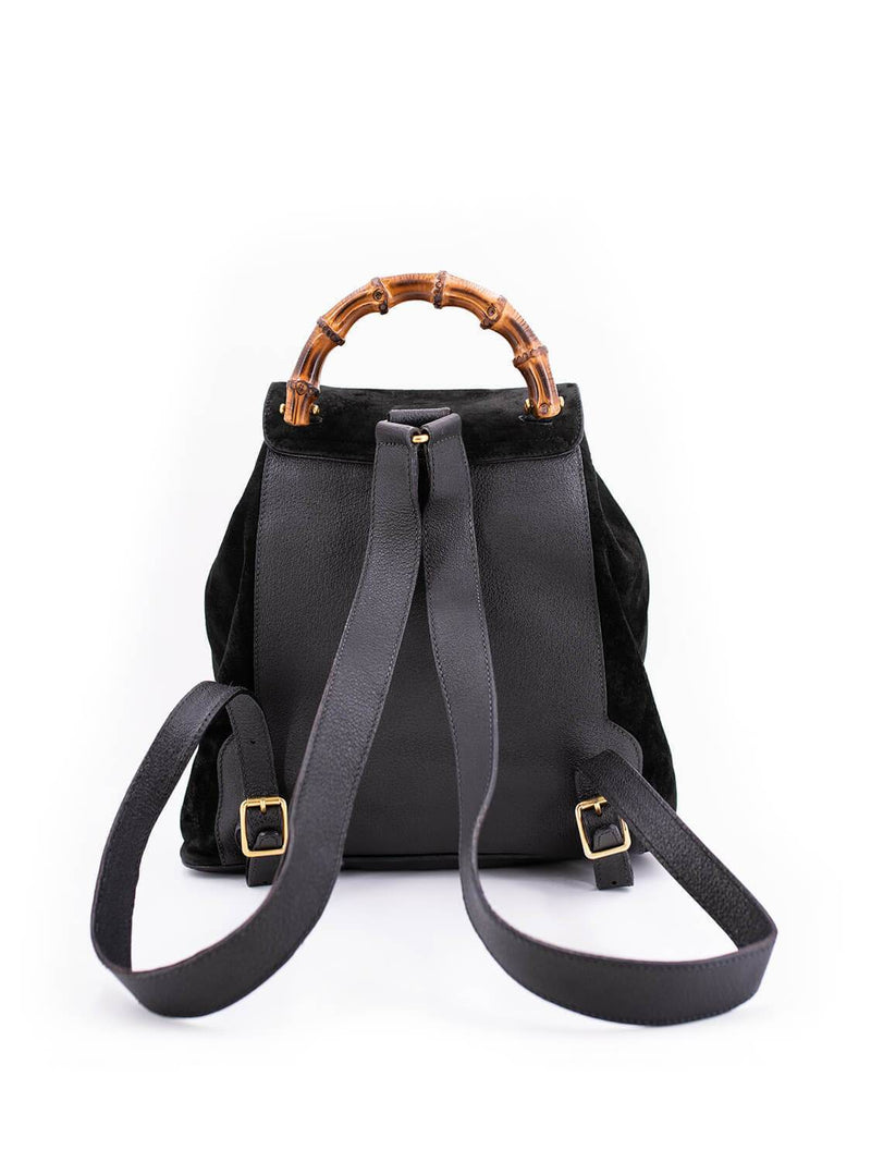 Gucci Leather Bamboo Medium Backpack Black-designer resale