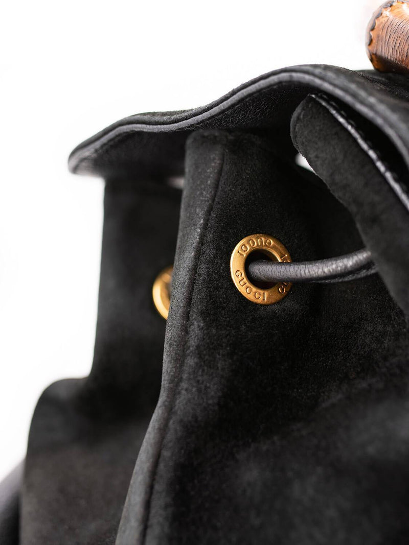 Gucci Leather Bamboo Medium Backpack Black-designer resale