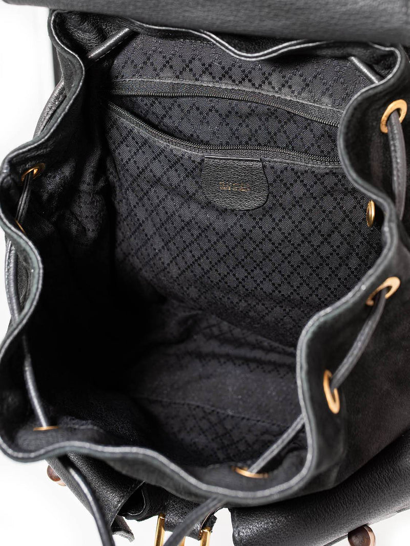 Gucci Leather Bamboo Medium Backpack Black-designer resale