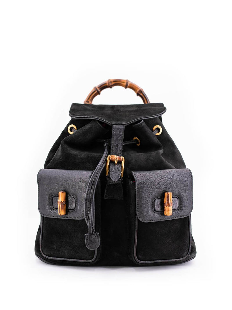 Gucci Leather Bamboo Medium Backpack Black-designer resale