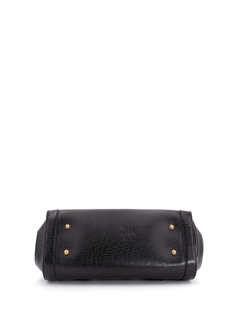 Gucci Leather Bamboo Medium Bullet Bag Black-designer resale