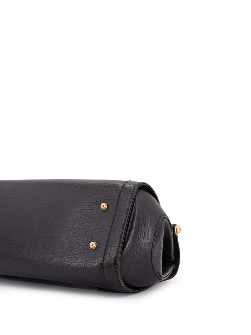 Gucci Leather Bamboo Medium Bullet Bag Black-designer resale