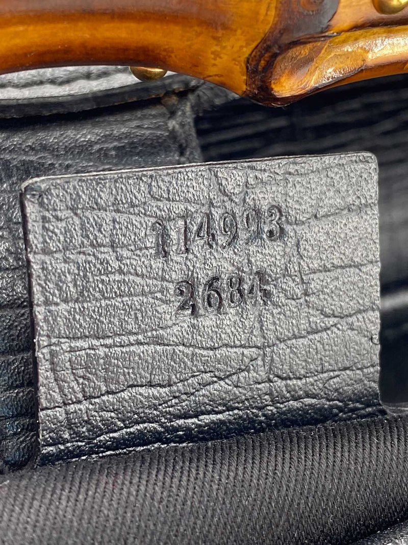 Gucci Leather Bamboo Medium Bullet Bag Black-designer resale