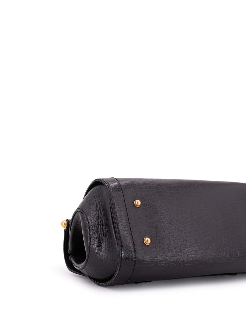 Gucci Leather Bamboo Medium Bullet Bag Black-designer resale