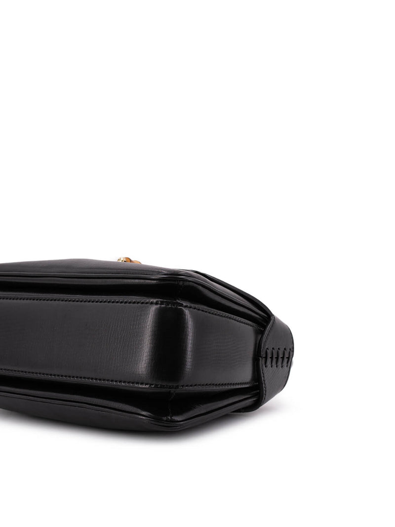 Gucci Leather Bamboo Top Handle Bag Black-designer resale