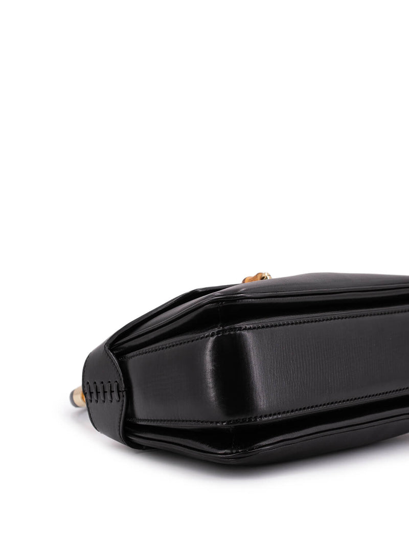 Gucci Leather Bamboo Top Handle Bag Black-designer resale