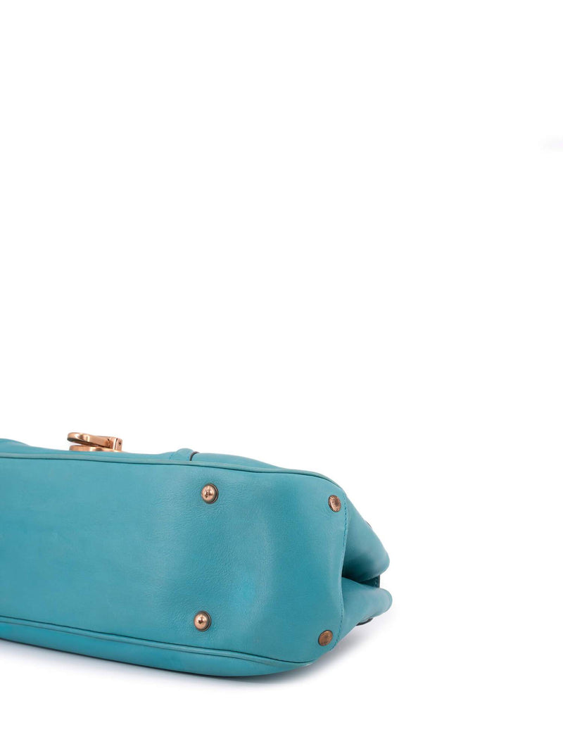 Gucci Leather Blooms Hand Painted Shoulder Bag Blue-designer resale