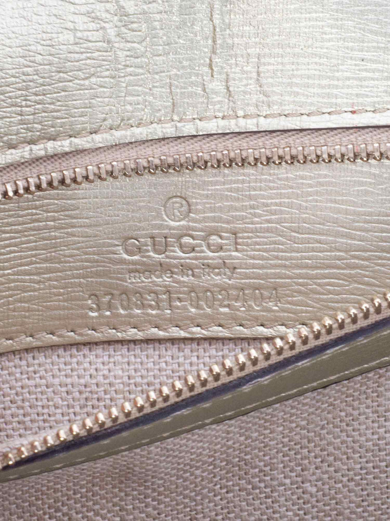 Gucci Leather Blooms Hydrangea Top Handle Bag Gold Pink-designer resale