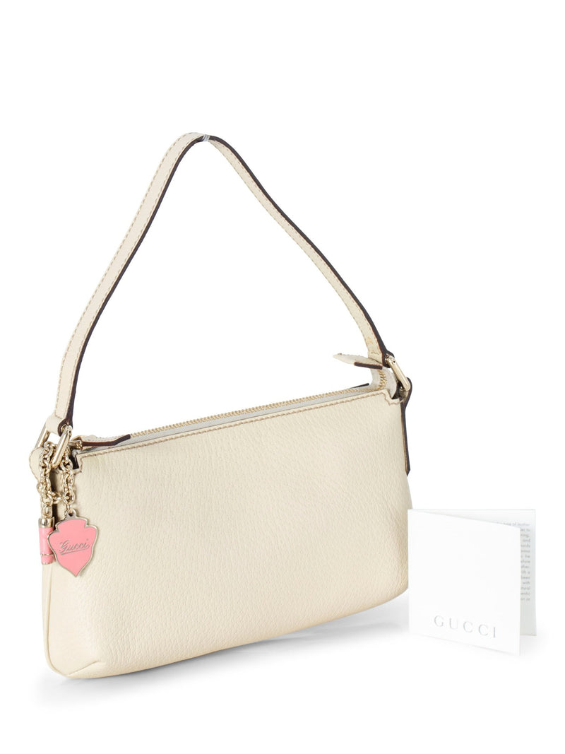 Gucci Leather Charms Pochette Shoulder Bag Cream-designer resale
