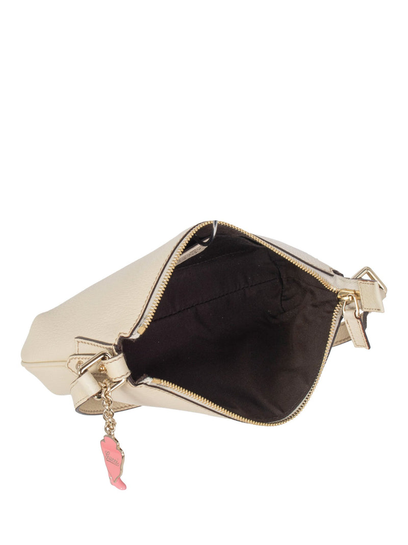 Gucci Leather Charms Pochette Shoulder Bag Cream-designer resale