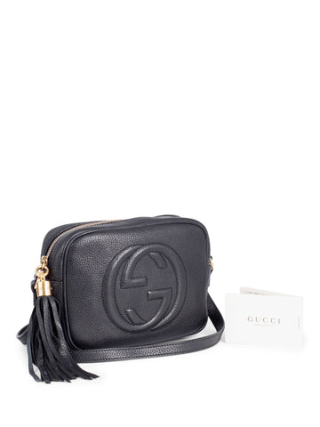 Gucci Leather GG Disco Messenger Bag Black-designer resale