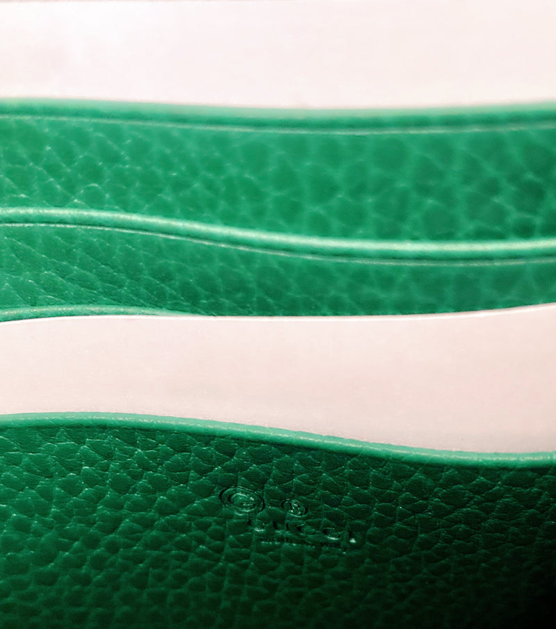 Gucci Leather GG Logo Flap Wallet On Chain Green-designer resale