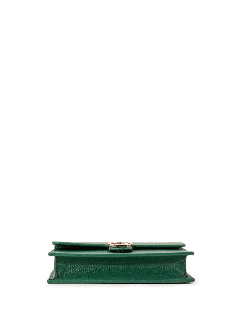 Gucci Leather GG Logo Flap Wallet On Chain Green-designer resale