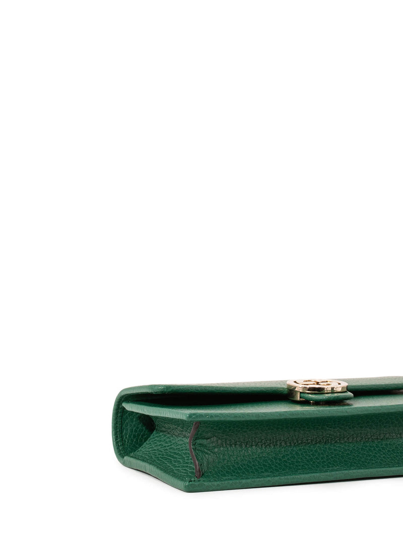 Gucci Leather GG Logo Flap Wallet On Chain Green-designer resale
