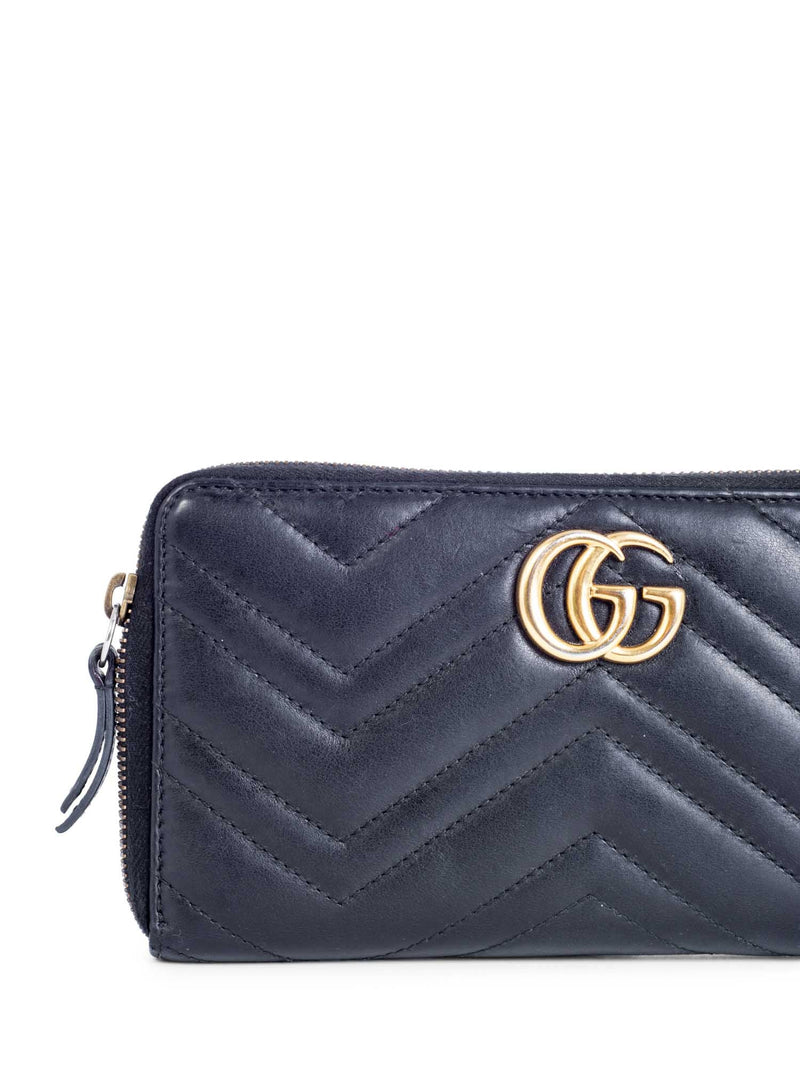 Gucci Leather GG Marmont Continental Zip Around Wallet Black-designer resale