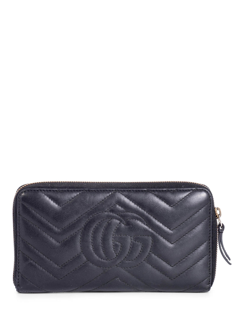 Gucci Leather GG Marmont Continental Zip Around Wallet Black-designer resale