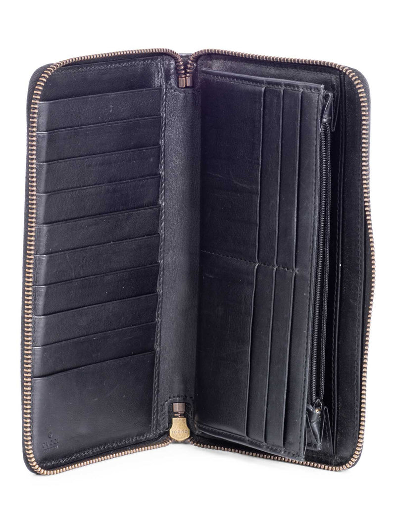 Gucci Leather GG Marmont Continental Zip Around Wallet Black-designer resale