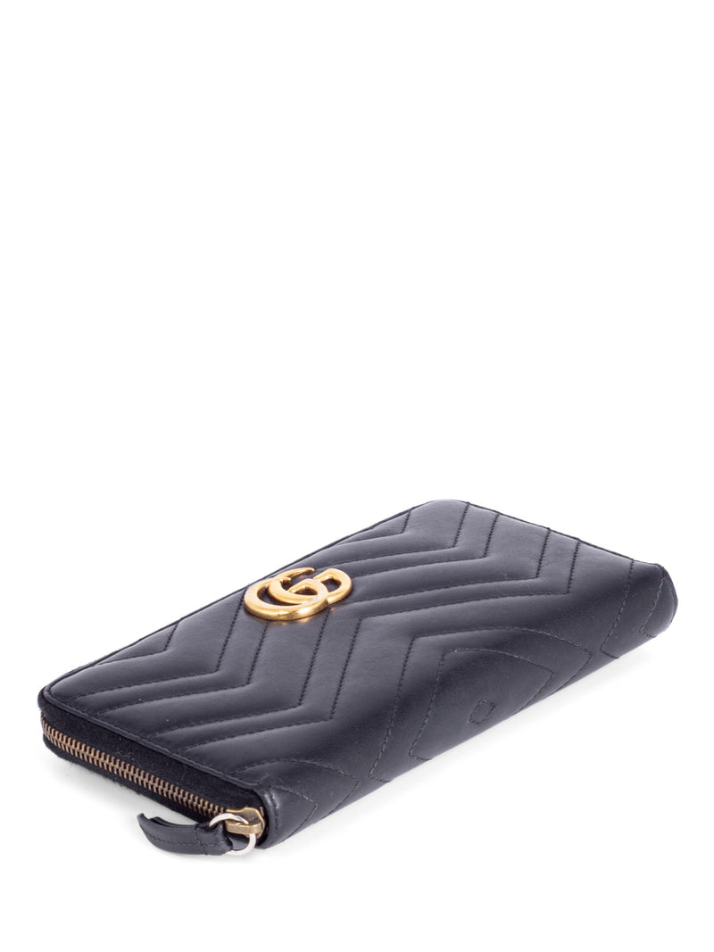 Gucci Leather GG Marmont Continental Zip Around Wallet Black-designer resale