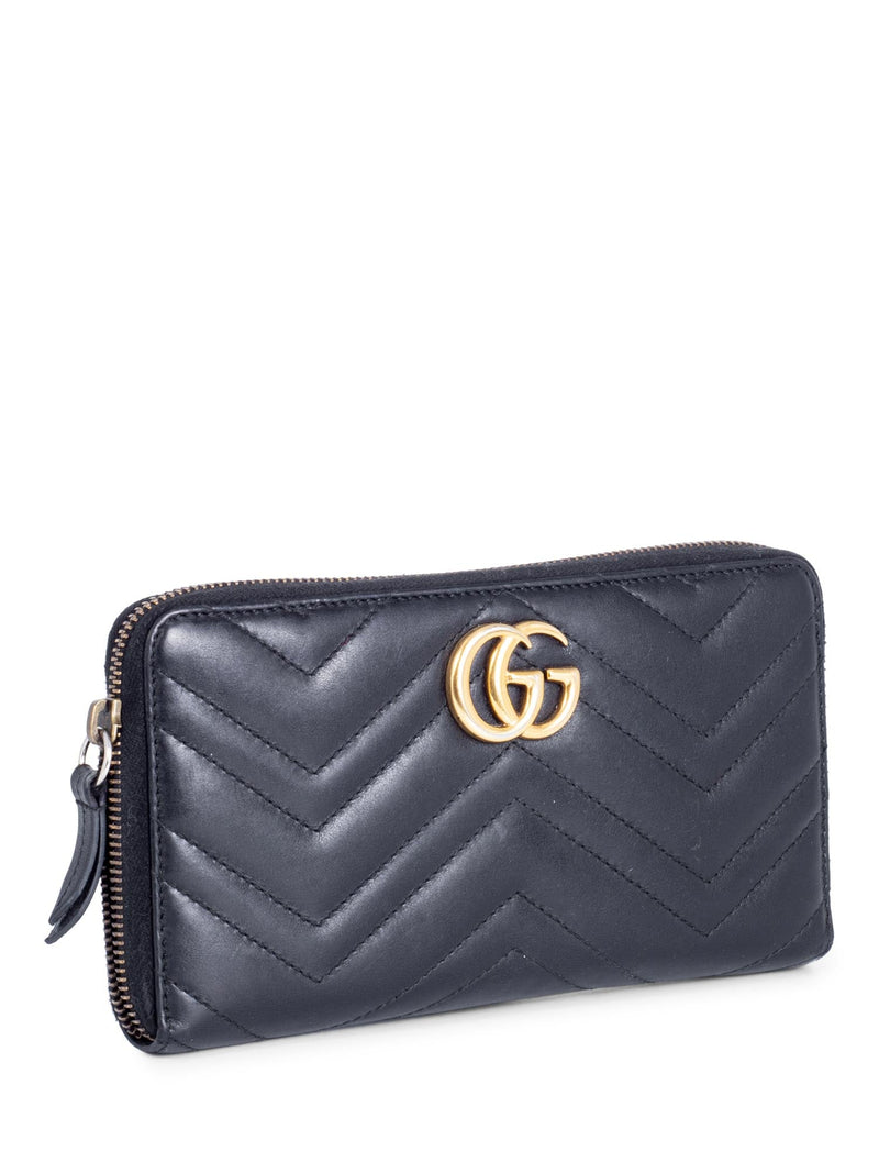 Gucci Leather GG Marmont Continental Zip Around Wallet Black-designer resale