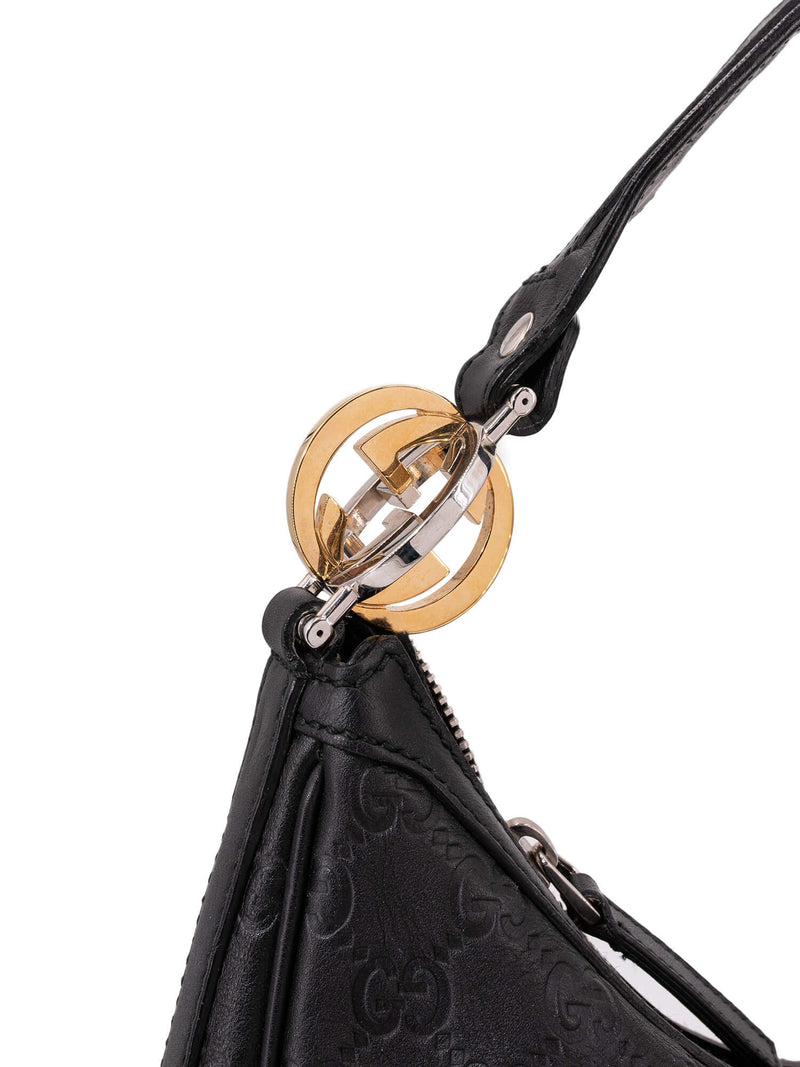 Gucci Leather GG Supreme Hobo Bag Black-designer resale