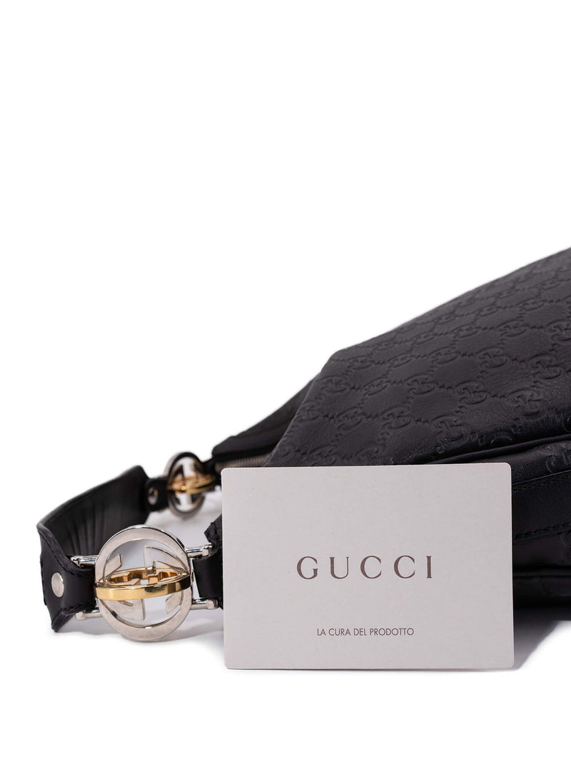 Gucci Leather GG Supreme Hobo Bag Black-designer resale