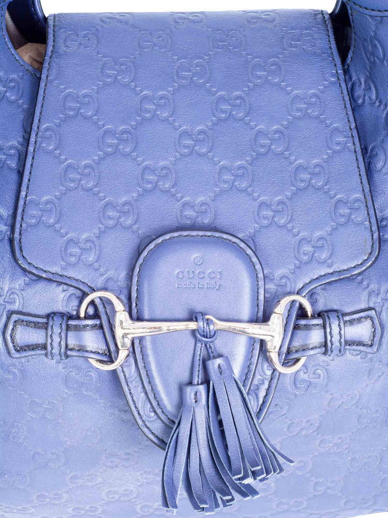 Gucci Leather GG Supreme Jackie-O Hobo Bag Blue-designer resale