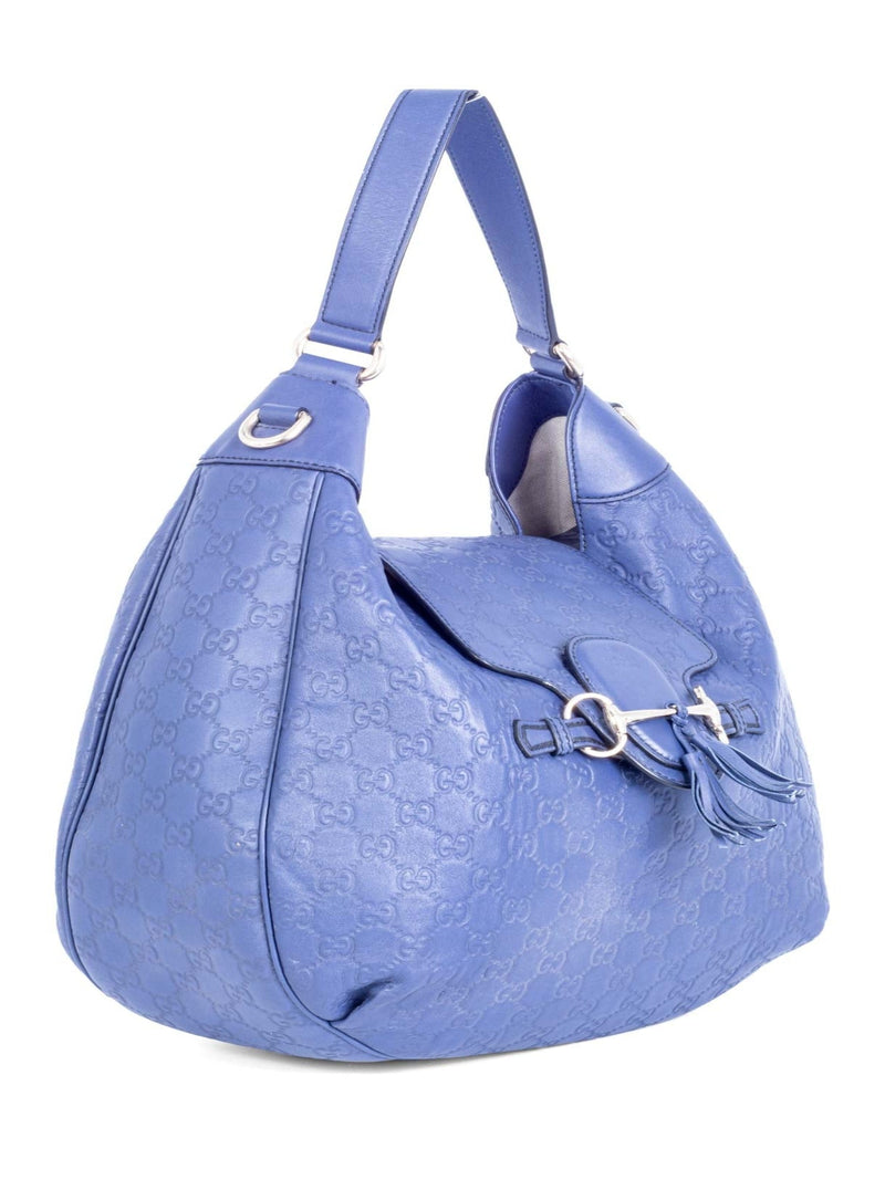 Gucci Leather GG Supreme Jackie-O Hobo Bag Blue-designer resale