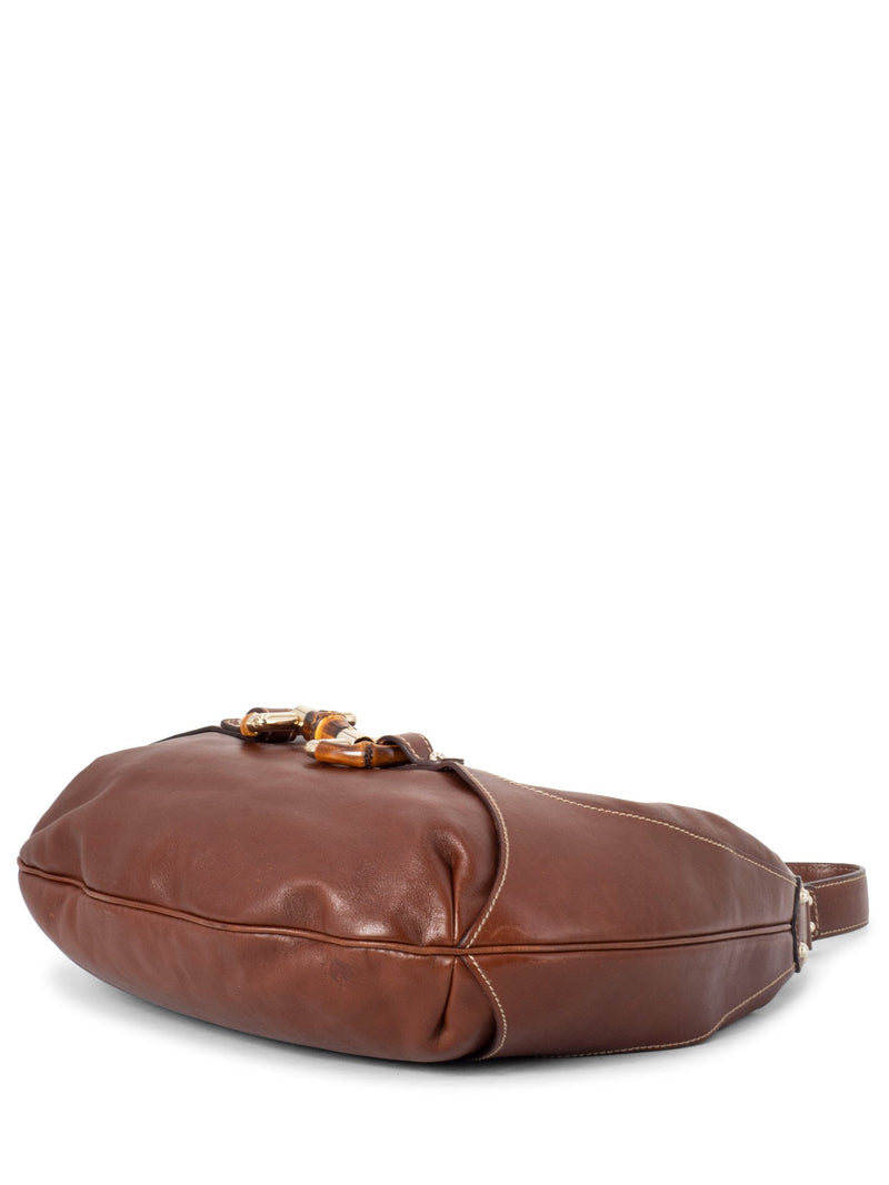 Gucci Leather Jackie O' Horsebit Hobo Bag Brown-designer resale