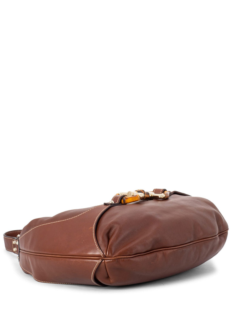 Gucci Leather Jackie O' Horsebit Hobo Bag Brown-designer resale