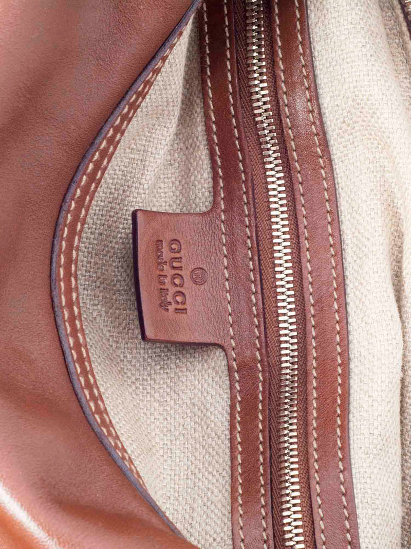 Gucci Leather Jackie O' Horsebit Hobo Bag Brown-designer resale