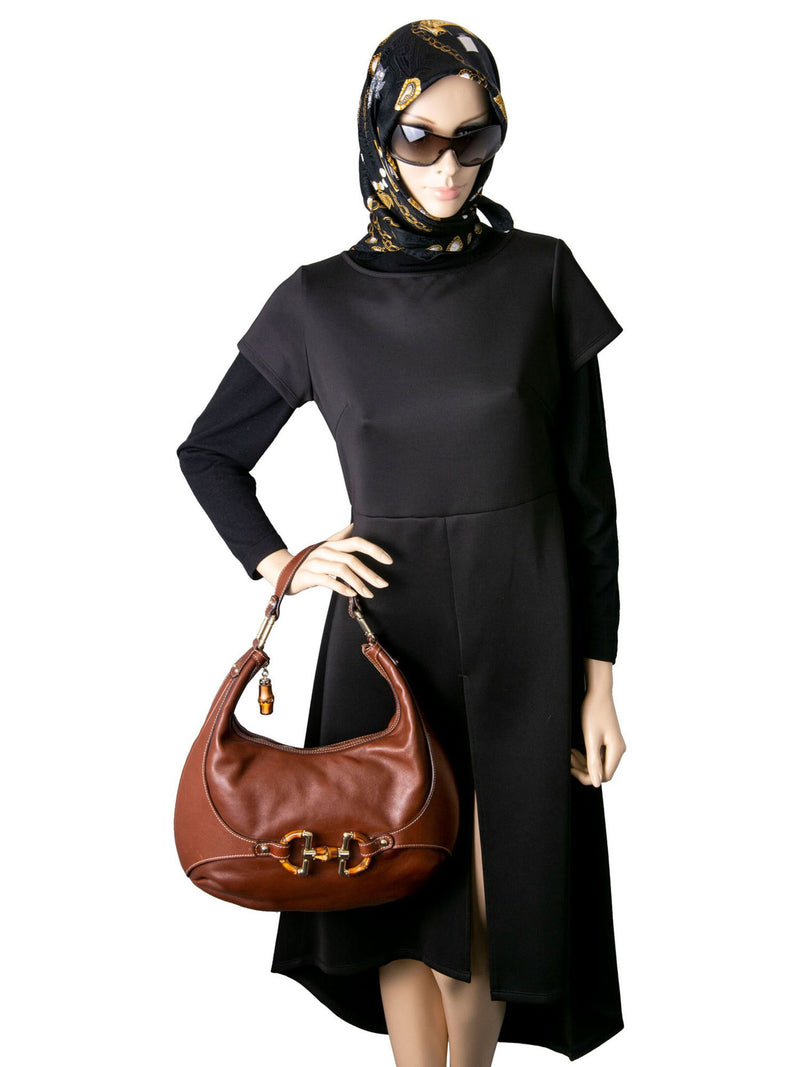 Gucci Leather Jackie O' Horsebit Hobo Bag Brown-designer resale