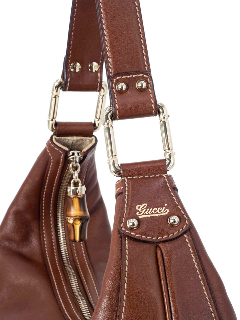 Gucci Leather Jackie O' Horsebit Hobo Bag Brown-designer resale